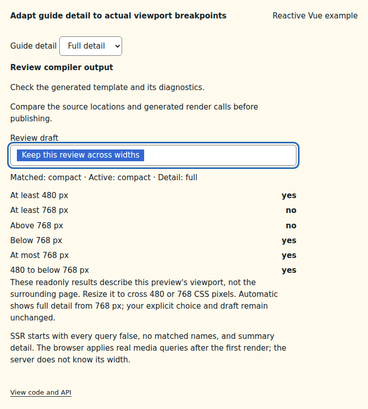 Adapt guide detail to actual viewport breakpoints: state after the verified interactions