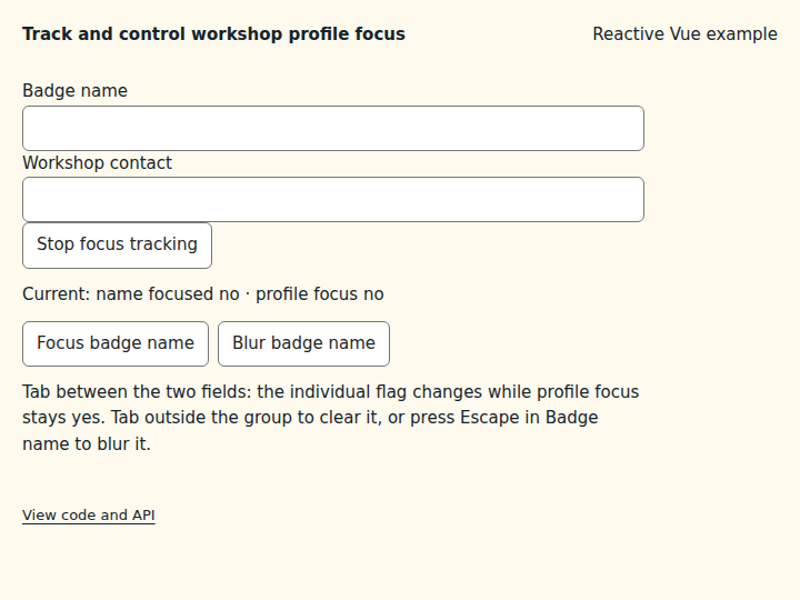 Track and control workshop profile focus: initial state