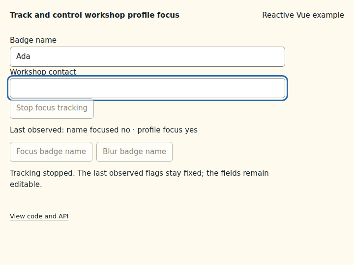 Track and control workshop profile focus: state after the verified interactions