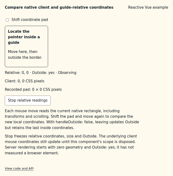 Compare native client and guide-relative coordinates: initial state