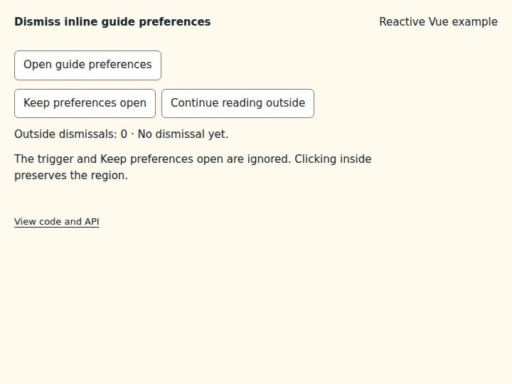 Dismiss inline guide preferences: initial state