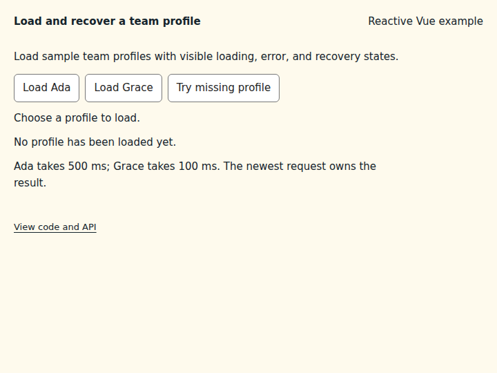 Load and recover a team profile: initial state