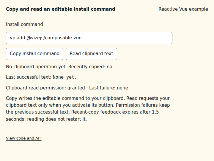 Copy and read an editable install command: initial state