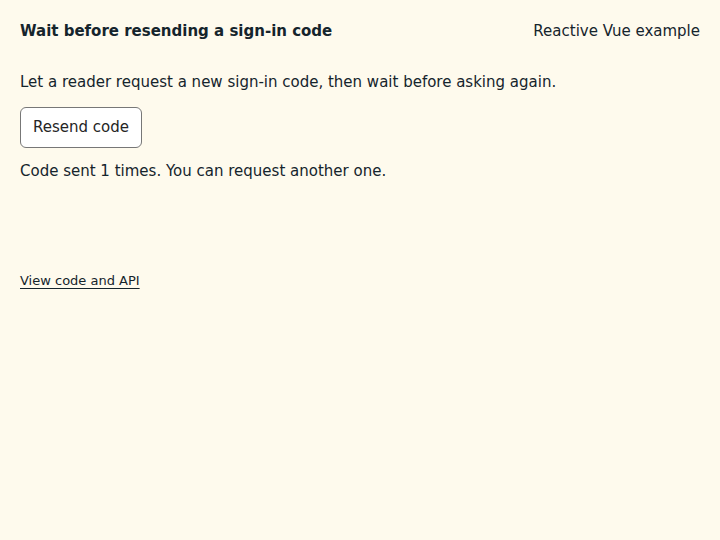 Wait before resending a sign-in code: state after the verified interactions