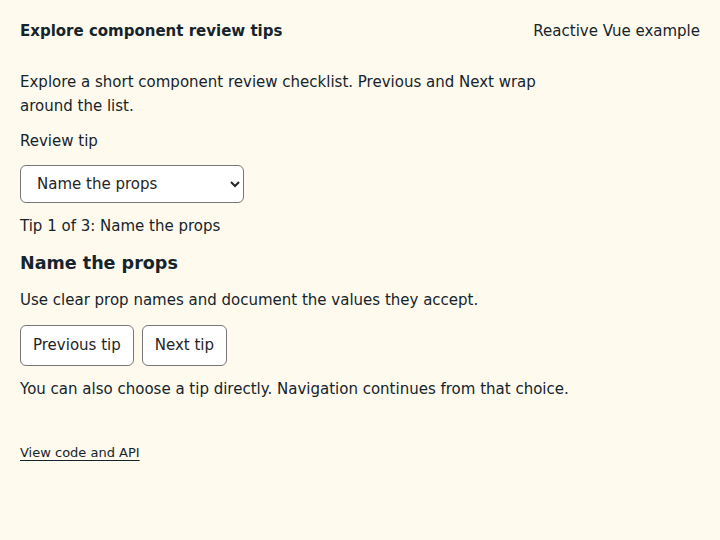 Explore component review tips: initial state