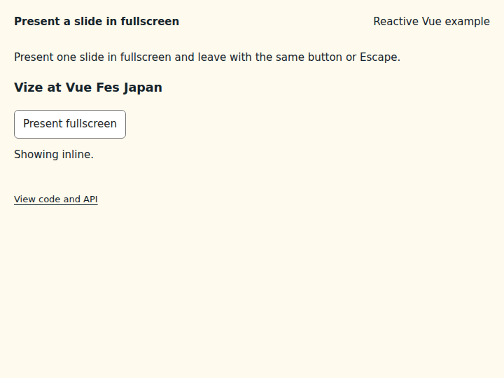 Present a slide in fullscreen: state after the verified interactions