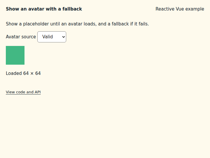 Show an avatar with a fallback: initial state