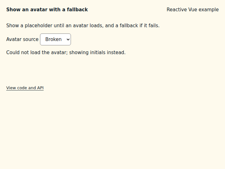Show an avatar with a fallback: state after the verified interactions