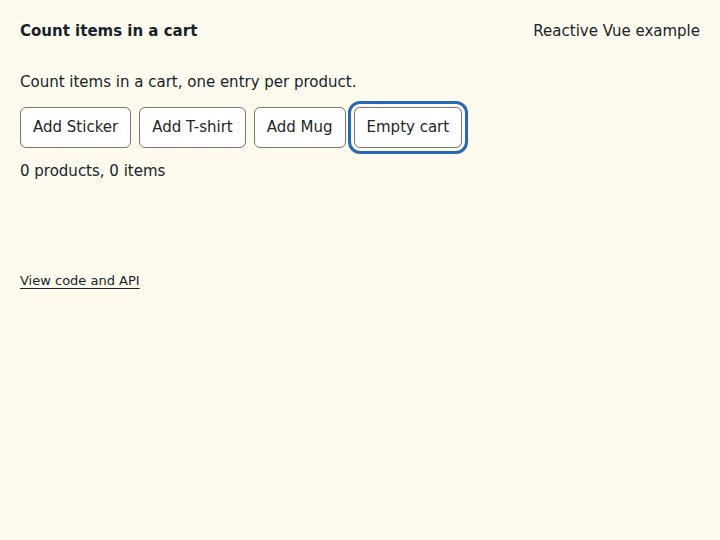 Count items in a cart: state after the verified interactions