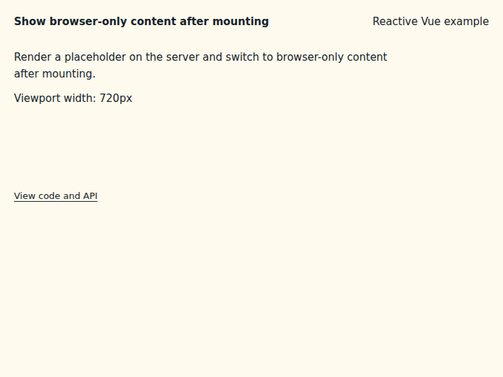 Show browser-only content after mounting: state after the verified interactions