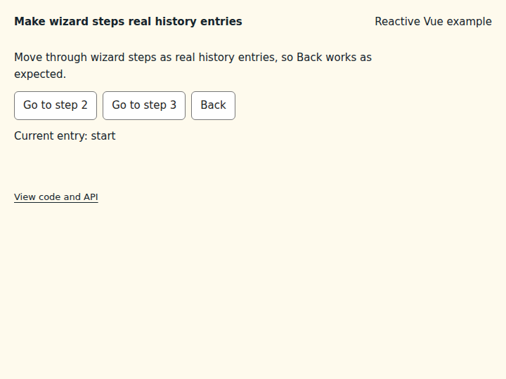Make wizard steps real history entries: initial state