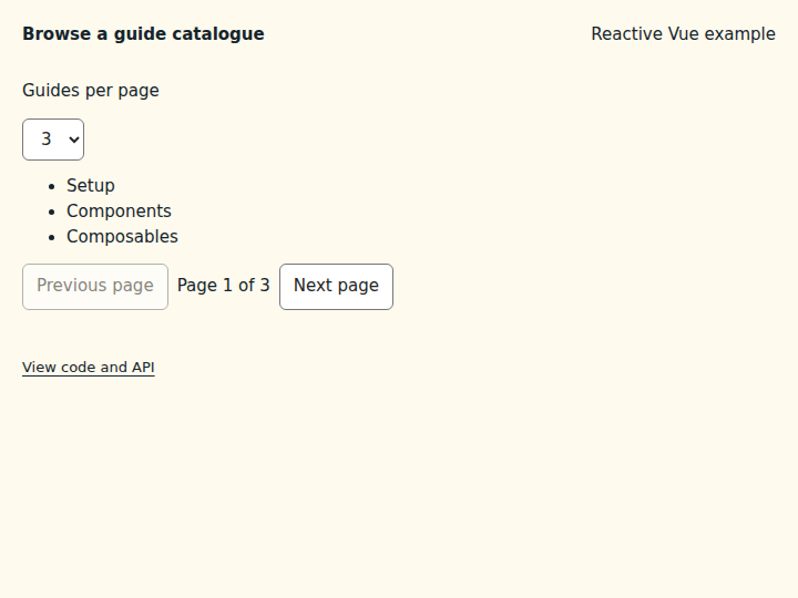 Browse a guide catalogue: initial state