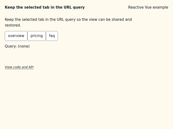 Keep the selected tab in the URL query: state after the verified interactions
