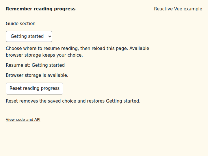 Remember reading progress: initial state