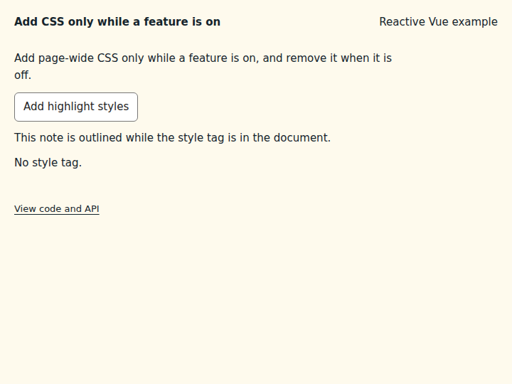 Add CSS only while a feature is on: initial state
