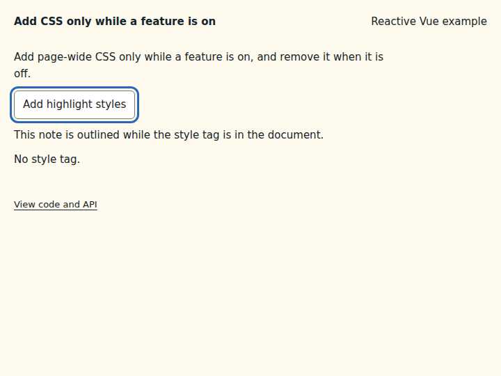 Add CSS only while a feature is on: state after the verified interactions