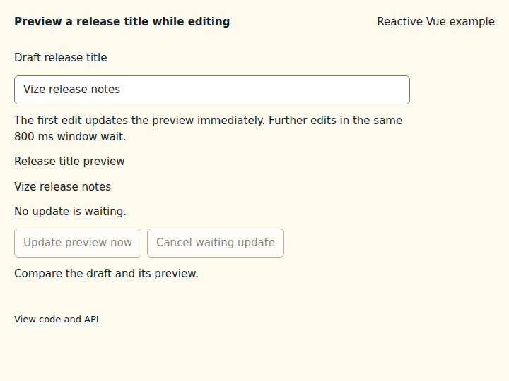 Preview a release title while editing: initial state