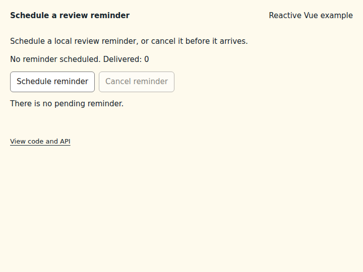 Schedule a review reminder: initial state