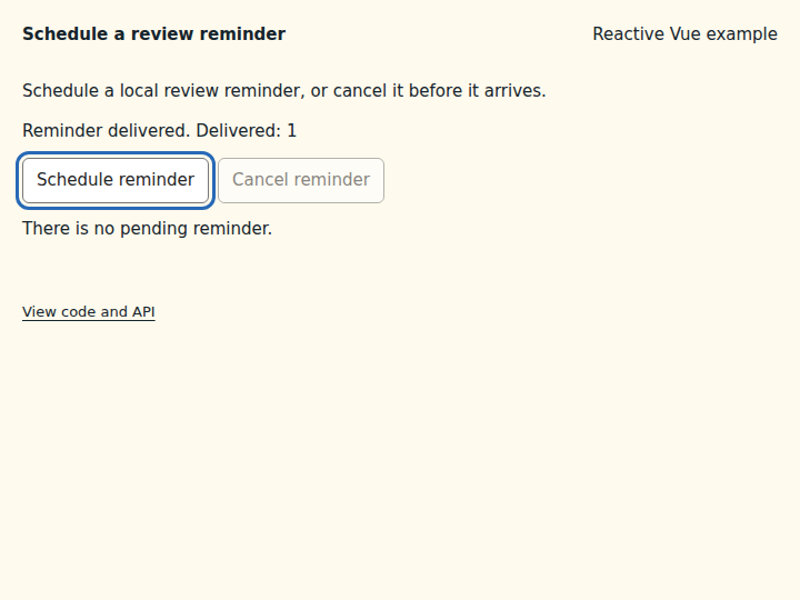 Schedule a review reminder: state after the verified interactions