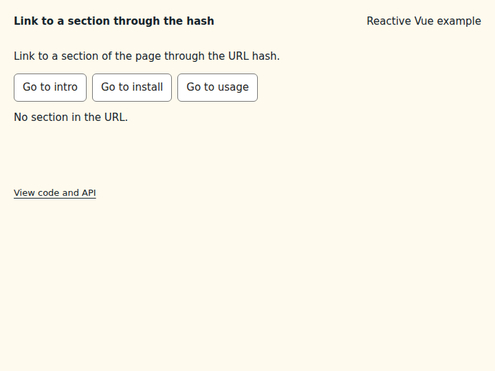 Link to a section through the hash: initial state