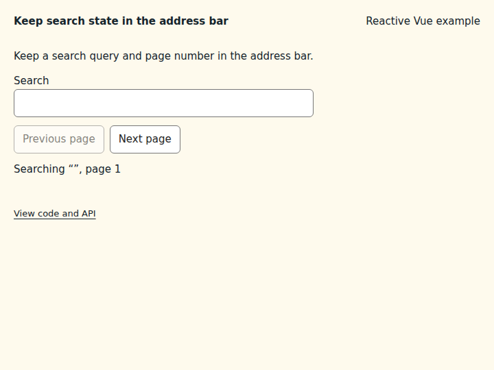 Keep search state in the address bar: initial state