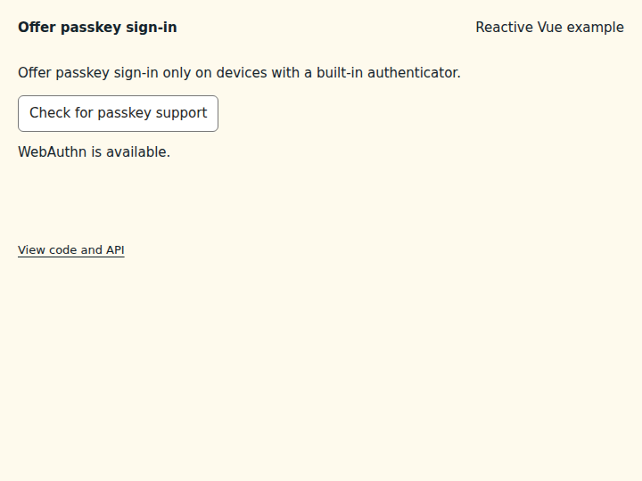 Offer passkey sign-in: initial state