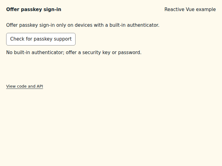 Offer passkey sign-in: state after the verified interactions
