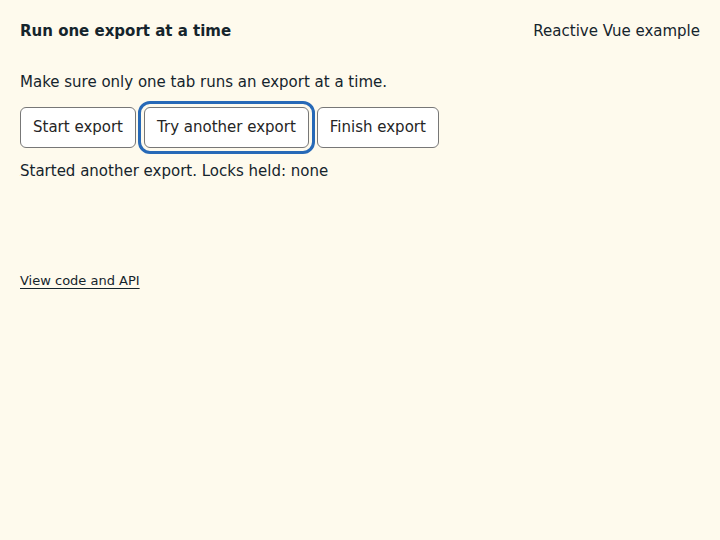 Run one export at a time: state after the verified interactions
