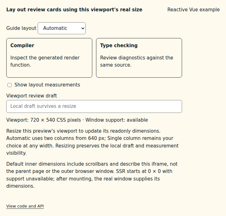 Lay out review cards using this viewport's real size: initial state