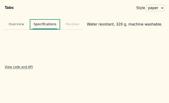 Tabs example rendered in a real browser